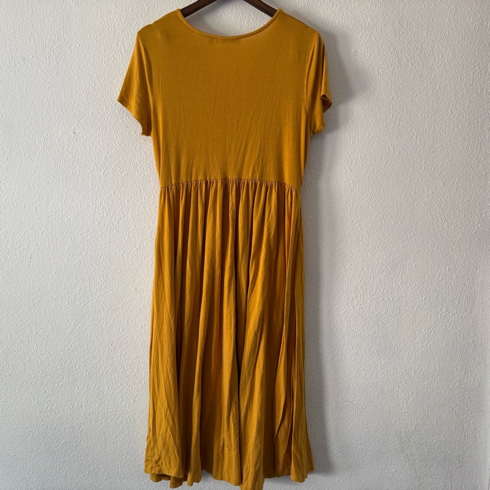 Hippie Chic Mustard Yellow Midi Dress Size SM Boho Coquette Cottagecore Boho - Picture 8 of 9